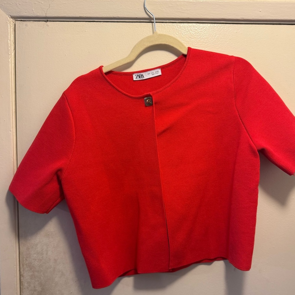 Red cardigan top Zara size large